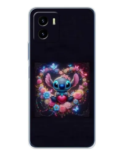 Чехол для Vivo Y19s Pro с картинкой «Stitch в цветах»