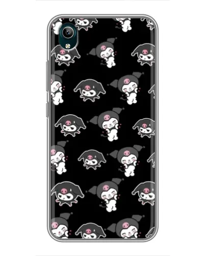 Чехол для Vivo Y1s с картинкой «Черный паттерн Kuromi»