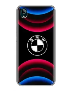 Чехол для Vivo Y1s с картинкой «Логотип BMW и неоновые дуги»
