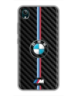 Чехол для Vivo Y1s с картинкой «Эмблема BMW и карбон»