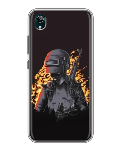 Чехол для Vivo Y1s с картинкой «PUBG — огненный силуэт»