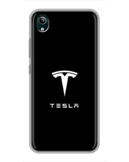Чехол для Vivo Y1s с картинкой «Tesla White Logo»