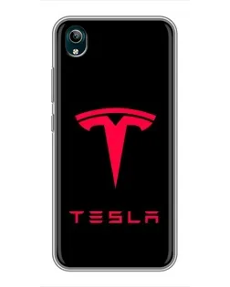 Чехол для Vivo Y1s с картинкой «Tesla Red Logo»
