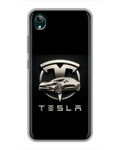 Чехол для Vivo Y1s с картинкой «Tesla — серебристое авто»