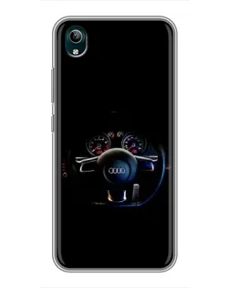 Чехол для Vivo Y1s с картинкой «Салон Audi — руль»