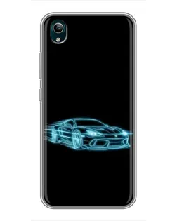 Чехол для Vivo Y1s с картинкой «Неоновый контур Lamborghini»