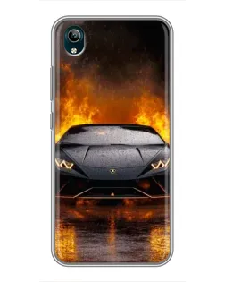 Чехол для Vivo Y1s с картинкой «Lamborghini в огне»