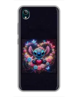 Чехол для Vivo Y1s с картинкой «Stitch в цветах»