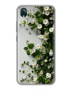 Чехол для Vivo Y1s с картинкой «Ветка мелких белых цветов»