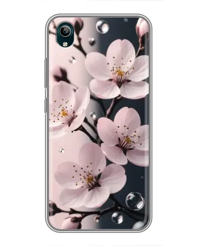 Чехол для Vivo Y1s с картинкой «Нежная сакура и капли» Чехол для Vivo Y1s с картинкой «Нежная сакура и капли»