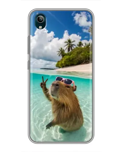 Чехол для Vivo Y1s с картинкой «Капибара на море»