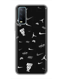 Чехол для Vivo Y20 с картинкой «Nike Black Pattern»