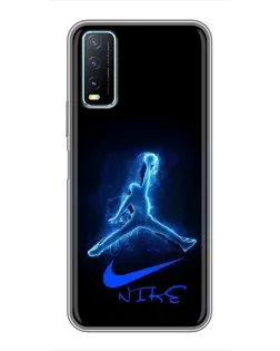 Чехол для Vivo Y20 с картинкой «Jordan Neon Blue»