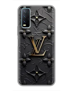 Чехол для Vivo Y20 с картинкой «Кожаная текстура LV»