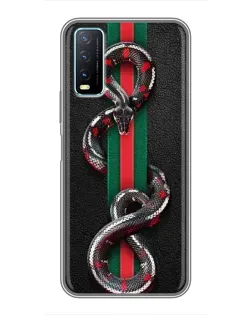 Чехол для Vivo Y20 с картинкой «Gucci — змея на полосе» Чехол для Vivo Y20 с картинкой «Gucci — змея на полосе»