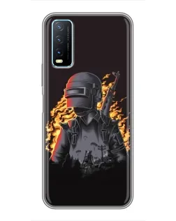 Чехол для Vivo Y20 с картинкой «PUBG — огненный силуэт»