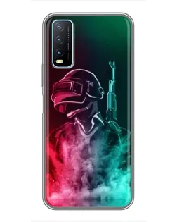 Чехол для Vivo Y20 с картинкой «PUBG — огненный воин»