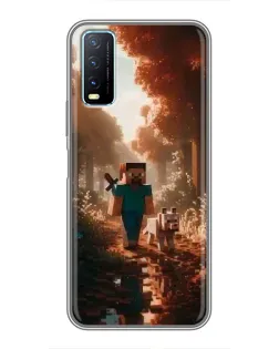 Чехол для Vivo Y20 с картинкой «Стив в лесу»