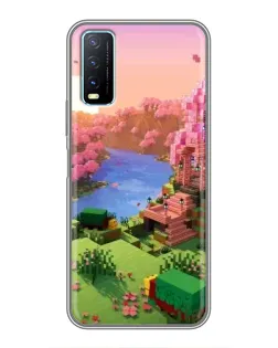 Чехол для Vivo Y20 с картинкой «Розовое дерево Minecraft»