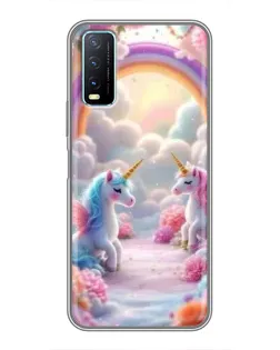 Чехол для Vivo Y20 с картинкой «Радуга и единороги» Чехол для Vivo Y20 с картинкой «Радуга и единороги»