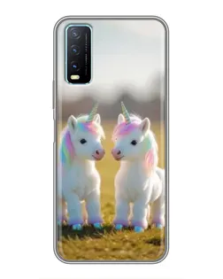 Чехол для Vivo Y20 с картинкой «Пара единорогов»