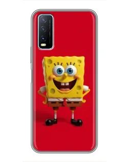 Чехол для Vivo Y20 с картинкой «Спанч Боб на красном»