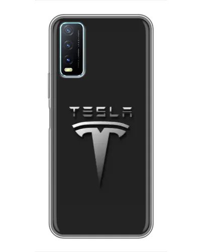 Чехол для Vivo Y20 с картинкой «Стальной логотип Tesla»