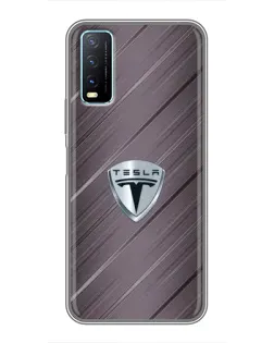 Чехол для Vivo Y20 с картинкой «Металлическая текстура Tesla»