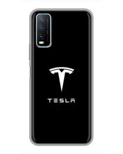 Чехол для Vivo Y20 с картинкой «Tesla White Logo»