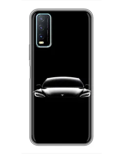 Чехол для Vivo Y20 с картинкой «Фары Tesla Night»