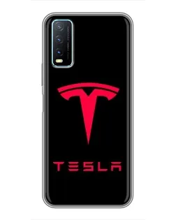 Чехол для Vivo Y20 с картинкой «Tesla Red Logo»