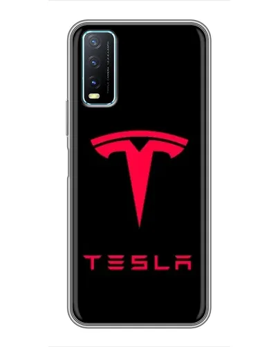 Чехол для Vivo Y20 с картинкой «Tesla Red Logo»