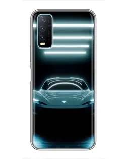 Чехол для Vivo Y20 с картинкой «Tesla в неоне»