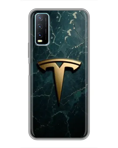 Чехол для Vivo Y20 с картинкой «Мраморная Tesla Gold»
