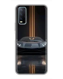 Чехол для Vivo Y20 с картинкой «Lamborghini золотые линии»