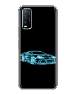 Чехол для Vivo Y20 с картинкой «Неоновый контур Lamborghini»