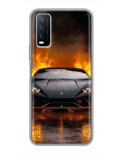 Чехол для Vivo Y20 с картинкой «Lamborghini в огне»
