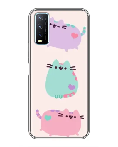 Чехол для Vivo Y20 с картинкой «Pusheen трио»