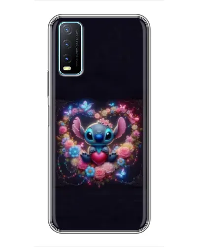 Чехол для Vivo Y20 с картинкой «Stitch в цветах»