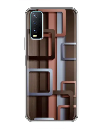 Чехол для Vivo Y20 с картинкой «Коричневые объемные квадраты»