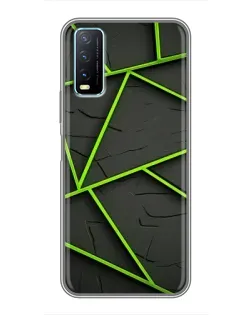 Чехол для Vivo Y20 с картинкой «Зеленые геометрические линии»
