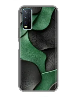 Чехол для Vivo Y20 с картинкой «Зеленые кожаные волны»
