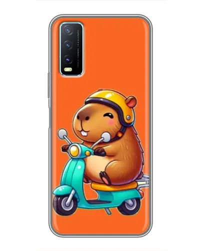 Чехол для Vivo Y20 с картинкой «Капибара на скутере»