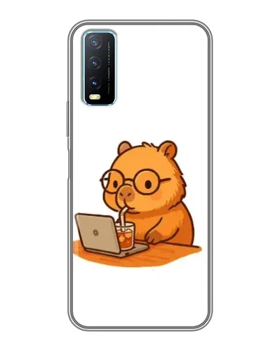 Чехол для Vivo Y20 с картинкой «Капибара с ноутбуком»