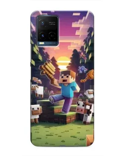 Чехол для Vivo Y21 / Y21s с картинкой «Стив на ферме»
