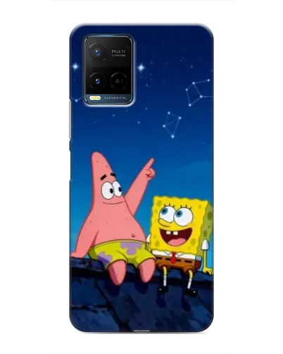 Чехол для Vivo Y21 / Y21s с картинкой «Губка Боб и Патрик ночью»