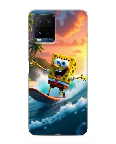 Чехол для Vivo Y21 / Y21s с картинкой «Губка Боб серфингист»