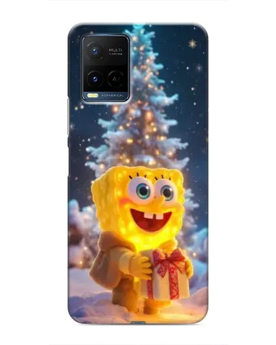 Чехол для Vivo Y21 / Y21s с картинкой «Рождественский Спанч Боб»