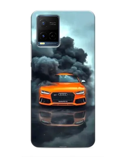Чехол для Vivo Y21 / Y21s с картинкой «Audi в облаках дыма»
