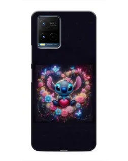 Чехол для Vivo Y21 / Y21s с картинкой «Stitch в цветах»